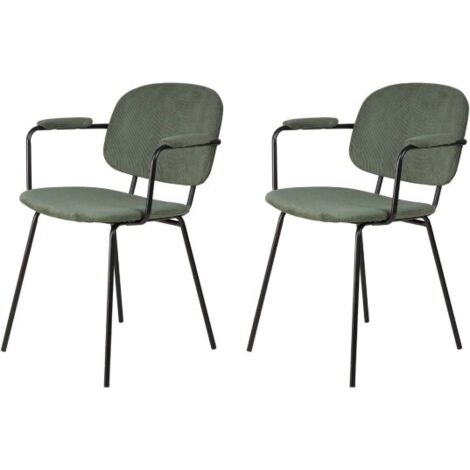 Lot de 2 fauteuils 56x58x79,5 cm en velours côtelé vert foncé - HAGAN (1/5)