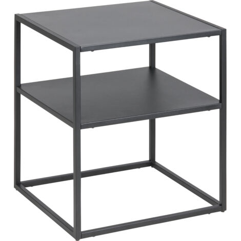 Chevet double plateau 45x40x50,5 cm en métal noir (1/4)