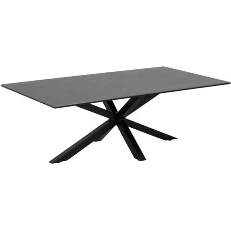 Hellin – Table basse rectangulaire 130cm en céramique et métal – Piétement étoile en métal thermolaqué – Pour salons modernes