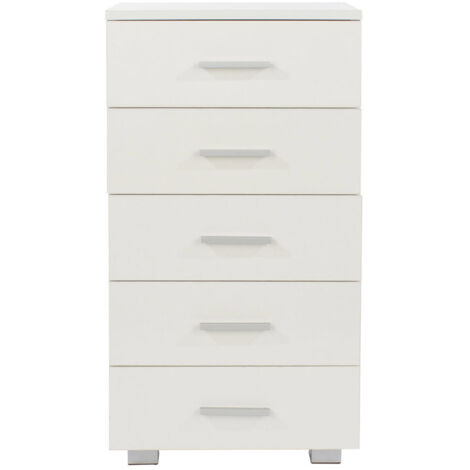 Chiffonnier 5 tiroirs 40x30x77 cm blanc brillant - WILLAN