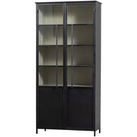 Vitrine 2 portes 96x40x200 cm en métal noir - VITRAE