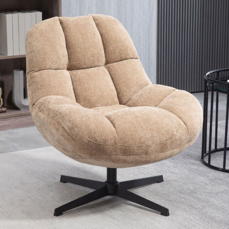 Fauteuil pivotant 75,5x82x86 cm en tissu beige - MOTTA