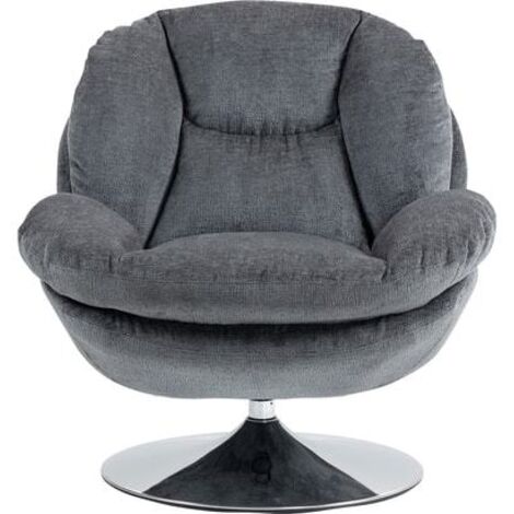 Fauteuil cosy pivotant 81x84x 84cm en velours gris foncé - ORYO