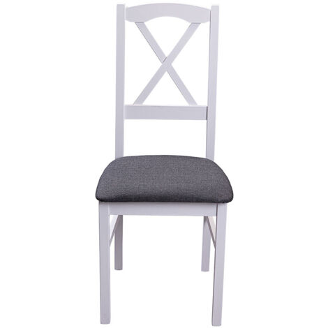 Lot de 2 chaises 43x40x94 cm en pin blanc et gris - MAINE (1/5)