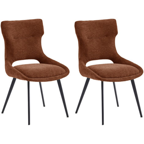 Lot de 2 chaises repas 42x54x87 cm en tissu terracotta - KYSI
