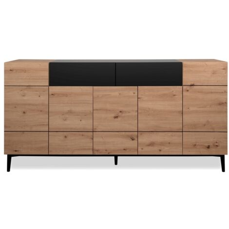 Buffet 5 portes 180x41,8x90,4 cm décor chêne - KLAUS (1/5)