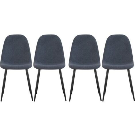 Lot de 4 chaises 45x54x87 cm en tissu bleu foncé - YUNO (1/4)