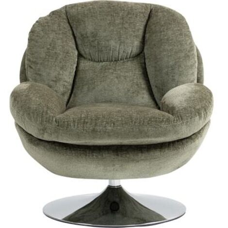 Fauteuil cosy pivotant 81x84x 84cm en velours vert olive - ORYO