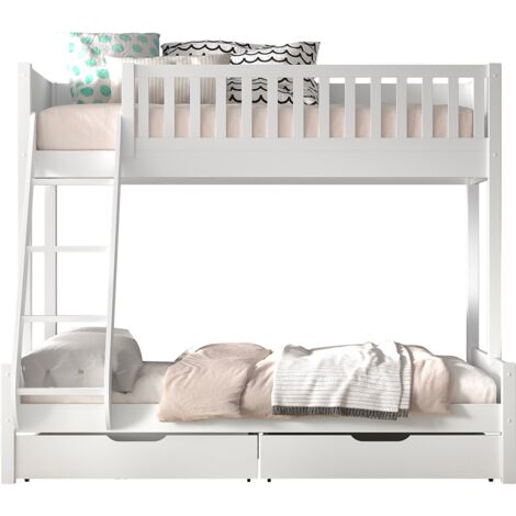 Lit superposé 90-140x200 sommiers et tiroirs inclus Vipack Scott Blanc (1/3)