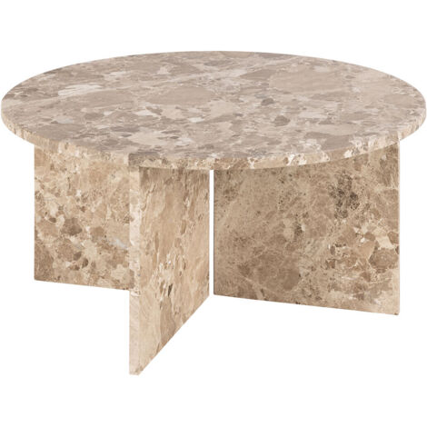 Ebuy24 – Table basse fixe Ø90cm marbre marron – Charge maximale 20kg – Design élégant pour salon moderne – Idéale pour intérieur contemporain (1/5)