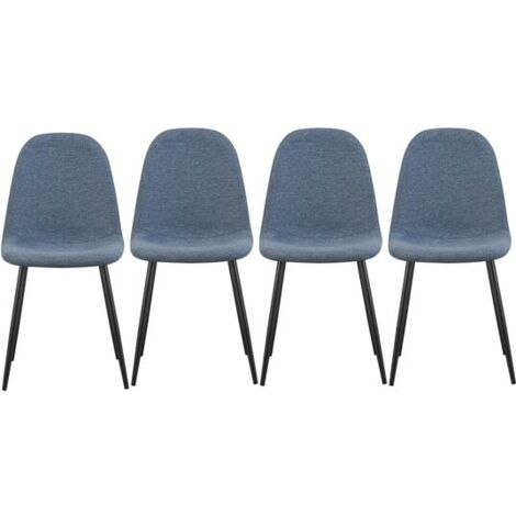 Lot de 4 chaises 45x54x87 cm en tissu bleu clair - YUNO (1/4)