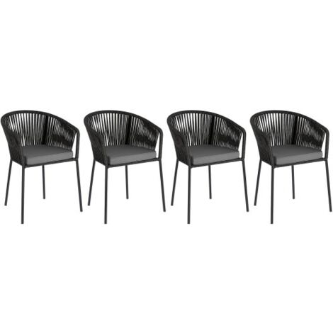 2 Chaises De Jardin Empilables Alice’s Garden – Structure Acier, Corde Polyester, Noir