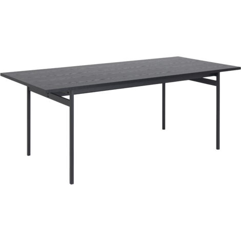 Table à manger rectangulaire 200x90x74 cm effet bois noir et métal (1/5)