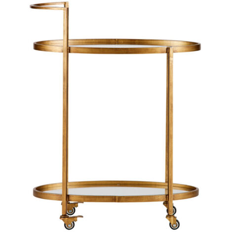 Desserte de cuisine en métal laiton – 2 tablettes en verre – Roulettes verrouillables – Design vintage années 50 – Whitelabel (1/5)