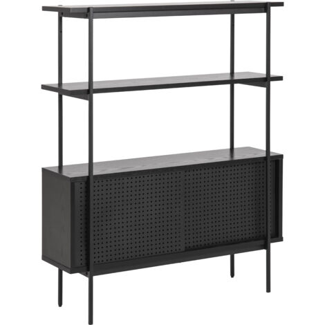 Etagère 3 niveaux avec rangement 94x27x113,8 cm noir - JAYSI (1/5)