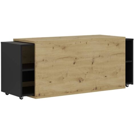 Meuble TV 194,5x39,9x49,2 cm Chêne artisanal et noir FMD (1/5)