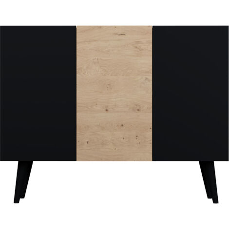 Buffet 3 portes 120x39,9x95,5 cm noir et chêne - CISKO (1/5)