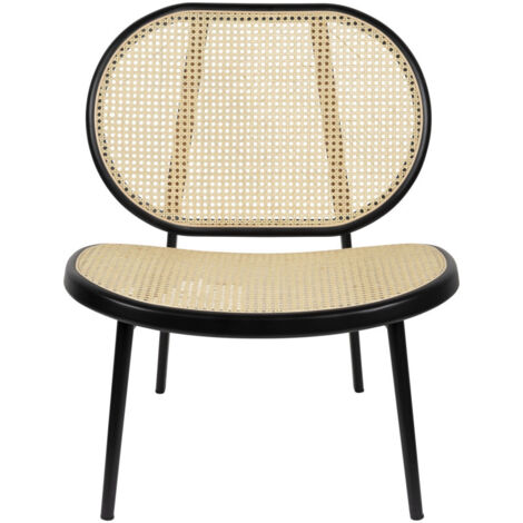 Fauteuil 78,6x70x84,1 cm en rotin naturel et métal noir (1/5)