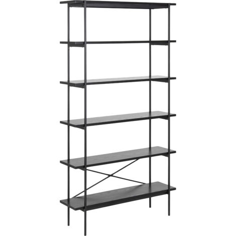 Etagère 5 niveaux 94x27x172 cm décor frêne et métal noir - JAYSI (1/5)