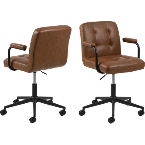 Fauteuil de bureau pivotant et inclinable 56x59x88,5 cm en PU marron (1/5)