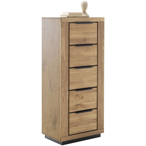 Chiffonnier 5 tiroirs 62x40x142cm en chêne- LIRI