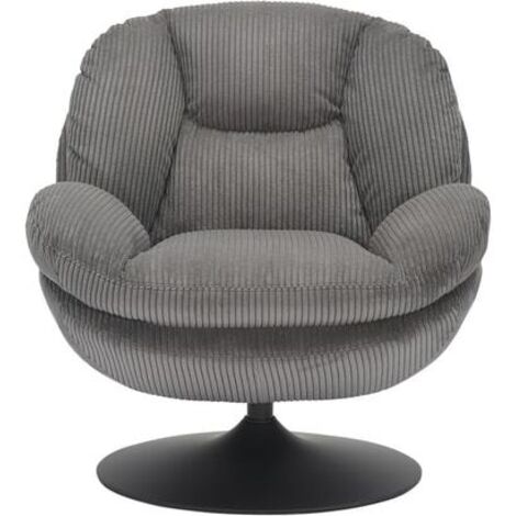 Fauteuil cosy pivotant 81x84x 84cm en velours côtelé gris foncé - ORYO (1/3)
