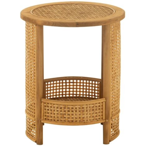 Table basse ronde 40x40x49,5 cm en bambou et sapin (1/5)