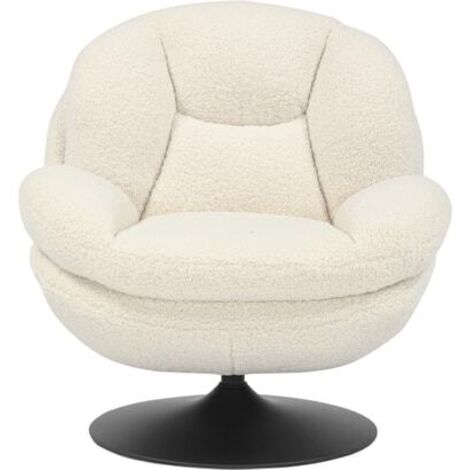 Fauteuil cosy pivotant 81x84x 84cm en tissu bouclette blanc - ORYO (1/4)