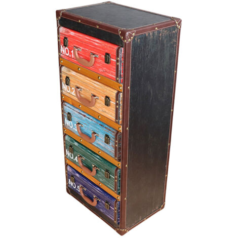 M&S – Commode enfant 5 tiroirs en bois multicolore – Dimensions 30x42x93 cm – Design unique pour rangement optimisé
