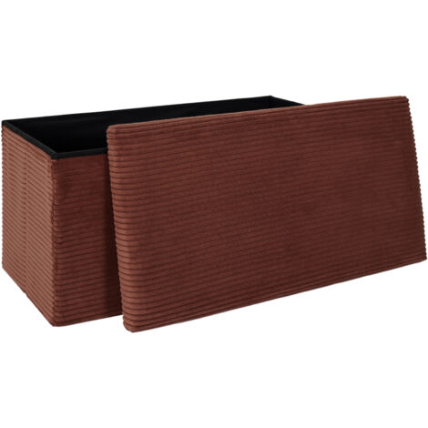 The Home Deco Factory – Banc de rangement pliable orange – Effet côtelé – Gain de place – Design moderne pour intérieur