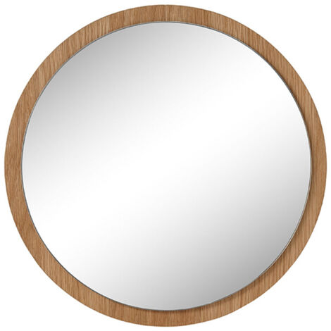 Miroir rond 40 cm décor chêne huilé