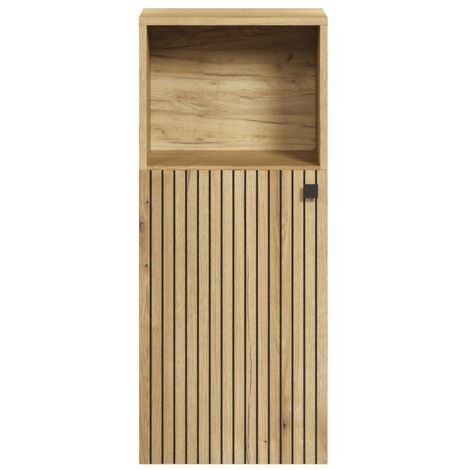 Meuble de salle de bain 1 porte 40x31x95 cm naturel - FRUTZ (1/5)