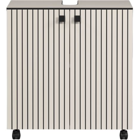 Meuble sous lavabo 2 portes 60x42x64 cm gris perle - FRUTZ (1/5)