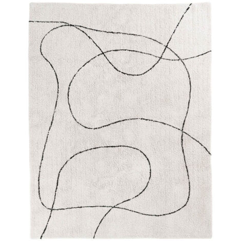 Tapis 160x230 cm forme organique en coton blanc et noir (1/3)