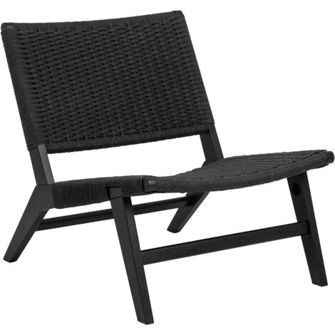 Fauteuil lounge 64x79x72 cm tressé noir (1/5)