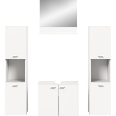 Ensemble 2 colonnes de salle de bain + 2 meubles décor blanc - BOSTOZ (1/4)