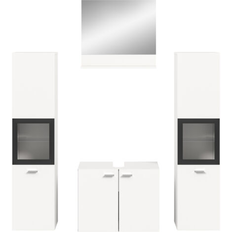 Ensemble 2 colonnes vitrées + 2 meubles décor blanc - BOSTOZ (1/4)