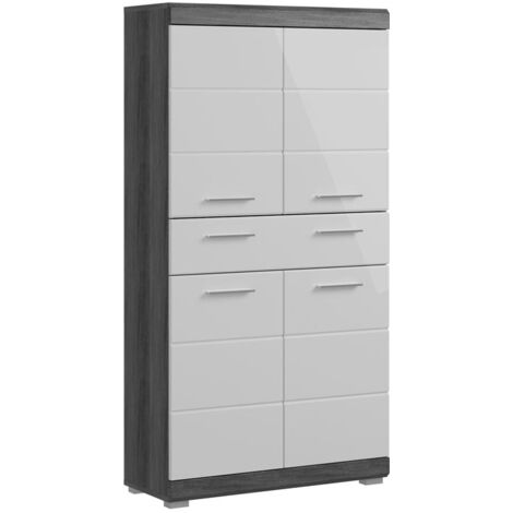 Meuble de salle de bain 74x31x141 cm anthracite et blanc - ORIE (1/5)