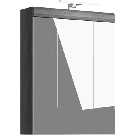 Armoire de toilette 60x18x79 cm anthracite et blanc + lampe - ORIE (1/5)