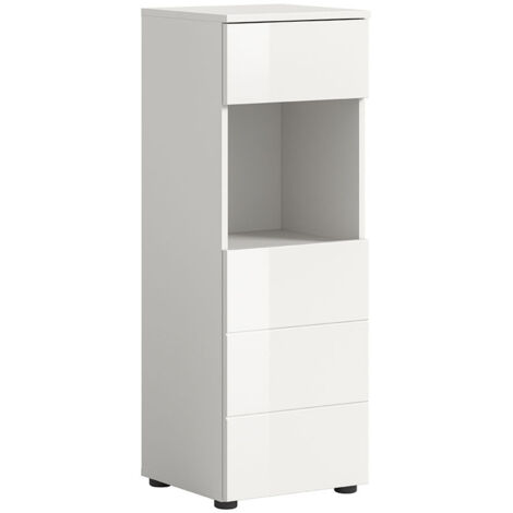 Meuble de rangement 38x34x106 cm blanc brillant - VARKA (1/5)