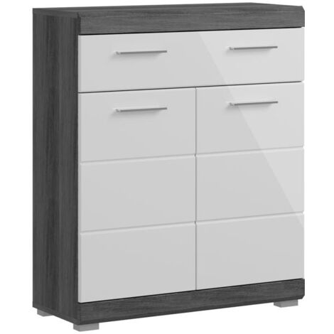 Meuble de salle de bain 74x31x88 cm anthracite et blanc - ORIE (1/5)