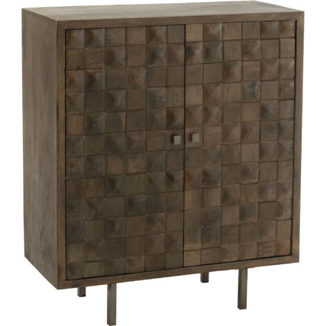 Buffet 2 portes 89x42x104 cm en manguier et métal gris - RULIK (1/5)