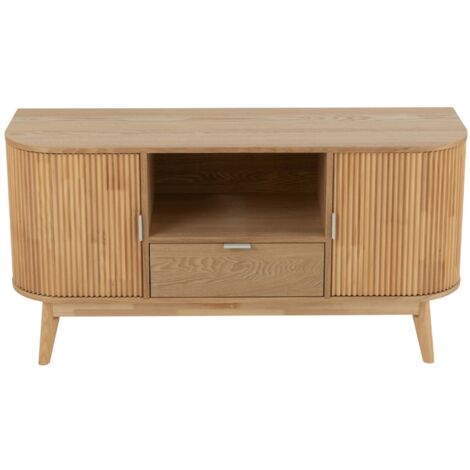 Meuble de rangement arrondi en bois naturel Naturel 40x120x60 cm (1/5)