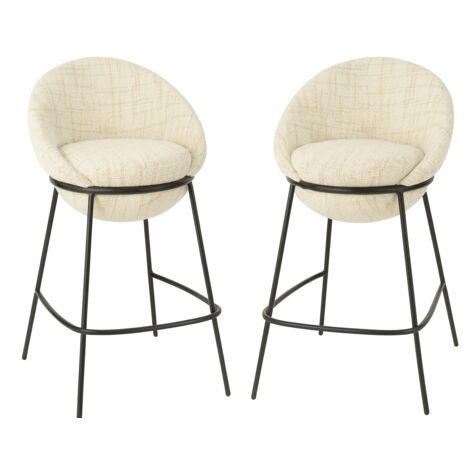 Chaise de bar design en tissu texturé beige et métal noir - EGYZ (1/5)