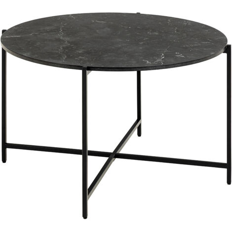Table basse 70x70x42cm effet marbre noir (1/5)