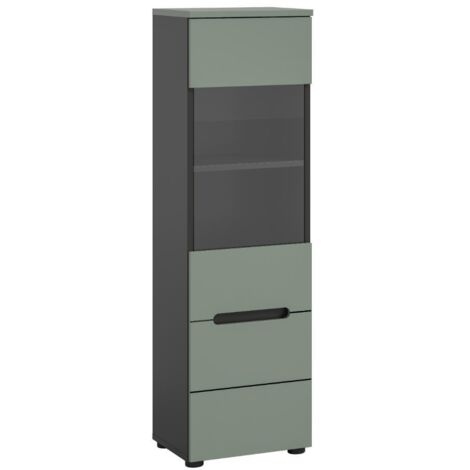 Vitrine suspendu 36x33x125cm décor vert et anthracite - KANUT (1/5)