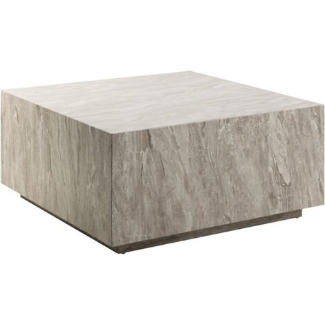 Table basse carrée 90x90x42cm en effet travertin gris (1/5)
