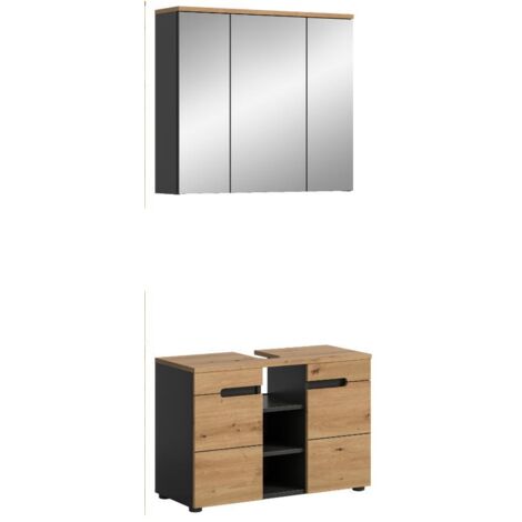 Ensemble salle de bain composé de 2 éléments décor naturel - KANUT (1/5)