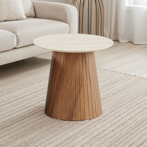 Table Basse Asiatique MAHA 50 En Acajou Massif - Table D'appoint Style Opium 50x50x35 Cm, Couleur Miel, Bois Recyclé