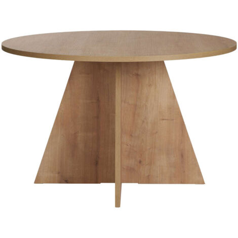 Table à manger 6 places ronde 120x120x75 cm décor chêne - OVA (1/5)